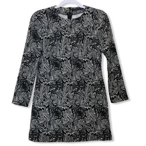 Zara Black White Floral Dress Long Sleeve Dress Small